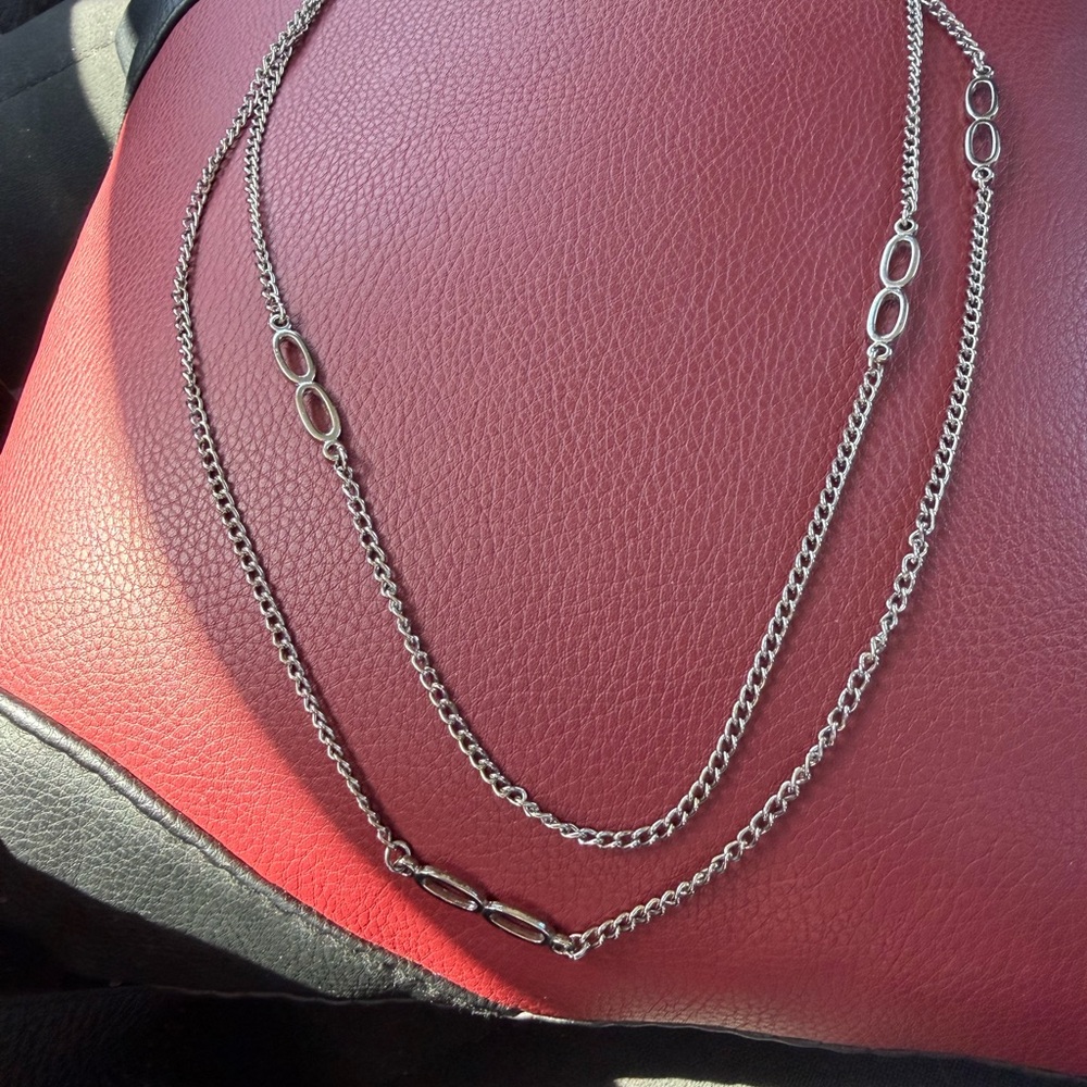 Link Layered Necklace - Silver tone